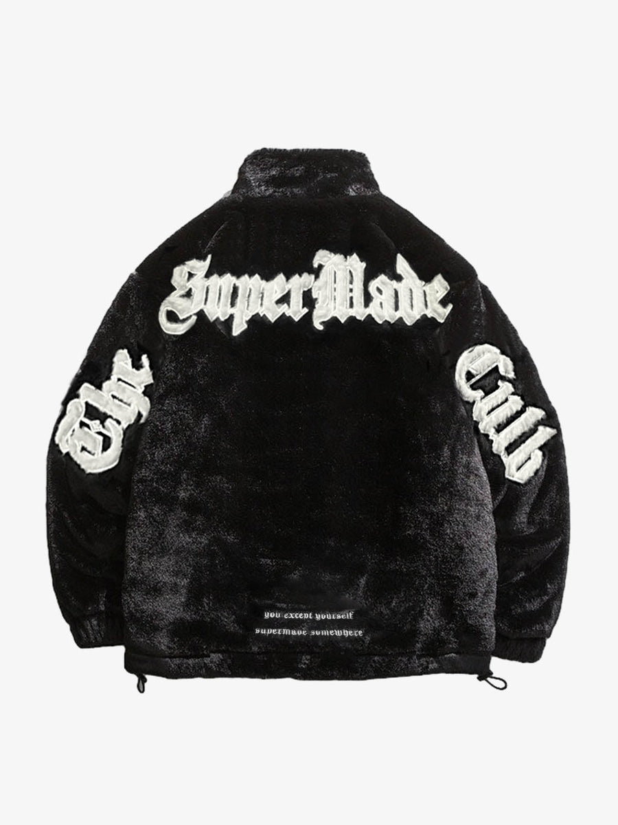 Thesupermade Street Letter Embroidered Fleece Jacket - 1838 