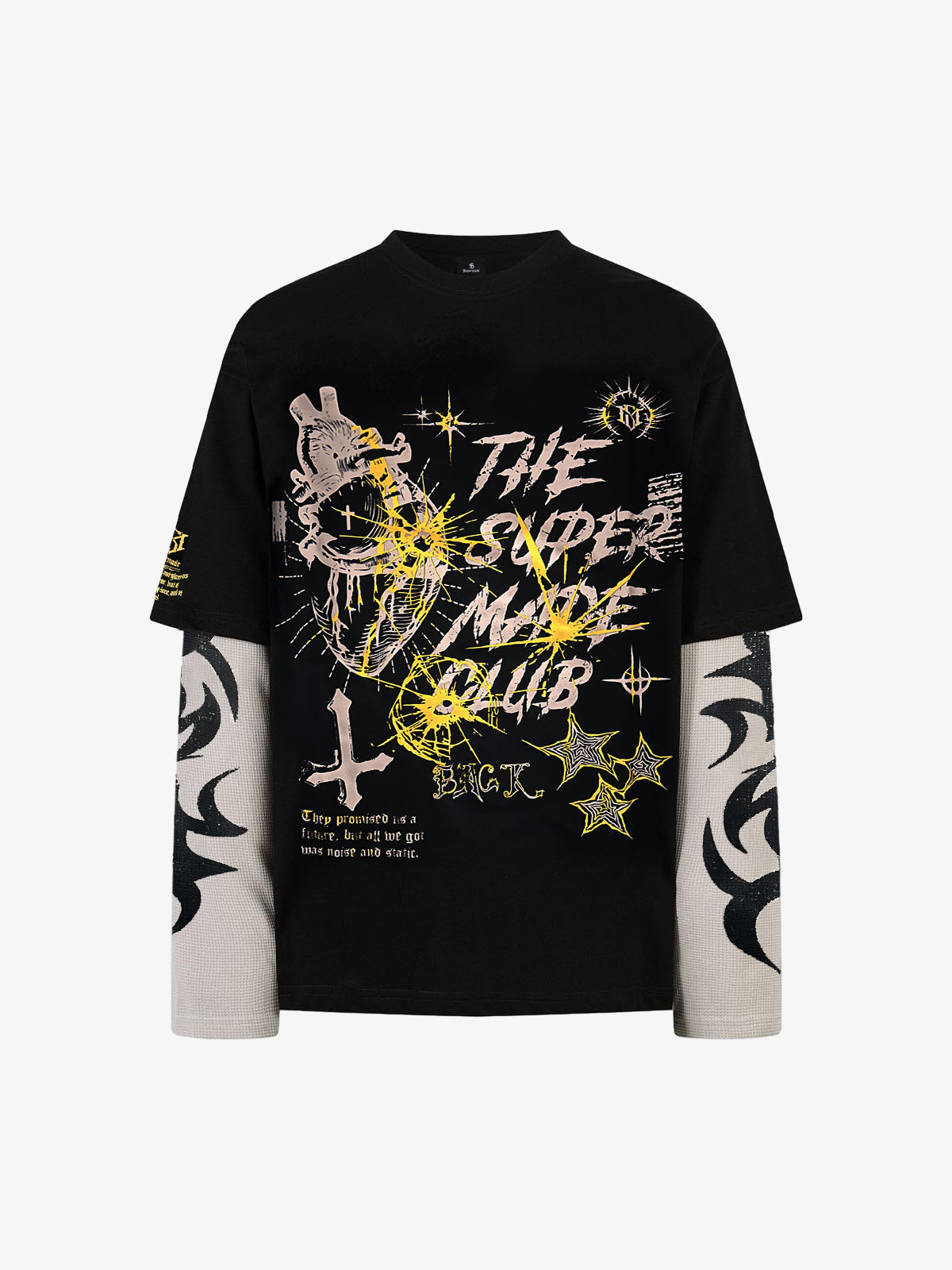 Hip-Hop Punk Faux Two-Piece Long-Sleeved T-Shirt - 2457 