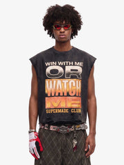 Distressed Slogan Graphic Sleeveless T-Shirt 