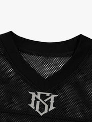 Jersey Letter Print Quick Dry V-neck T-shirt - 2389 