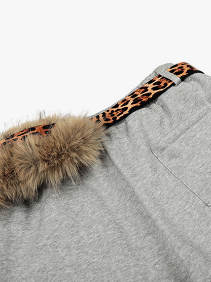 Stylish Wide-Leg Pants with Leopard Print Belt for Men and Women 