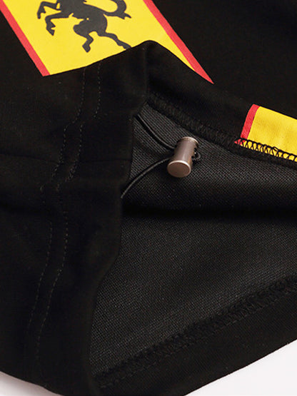 Striped Badge Graphic Double-Waist Track Pants