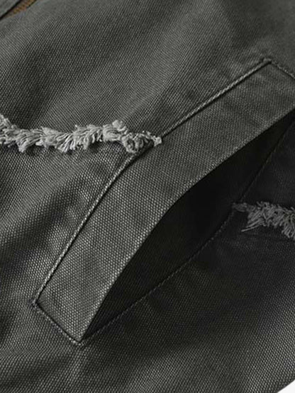 Deconstructed Patchwork Frayed Washed Jacket