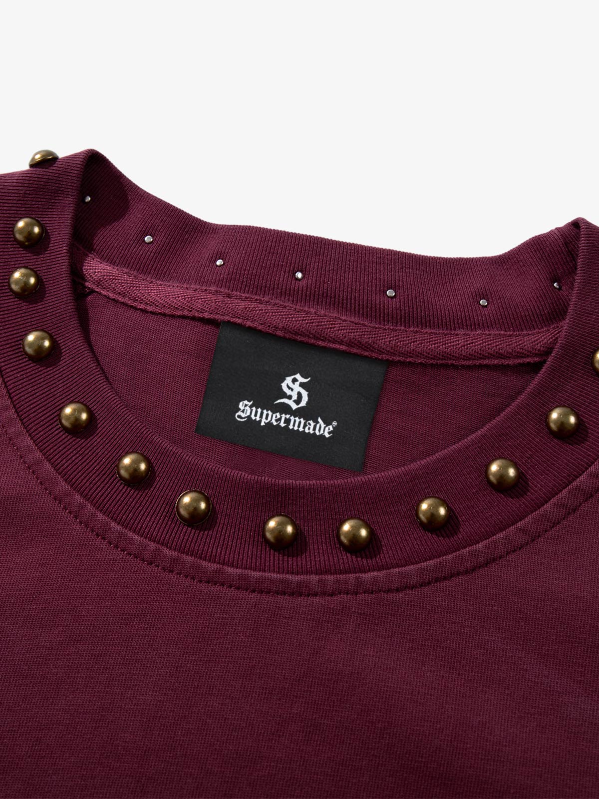 Flame Graphic Studded Distressed Patchwork Long Sleeve Tee