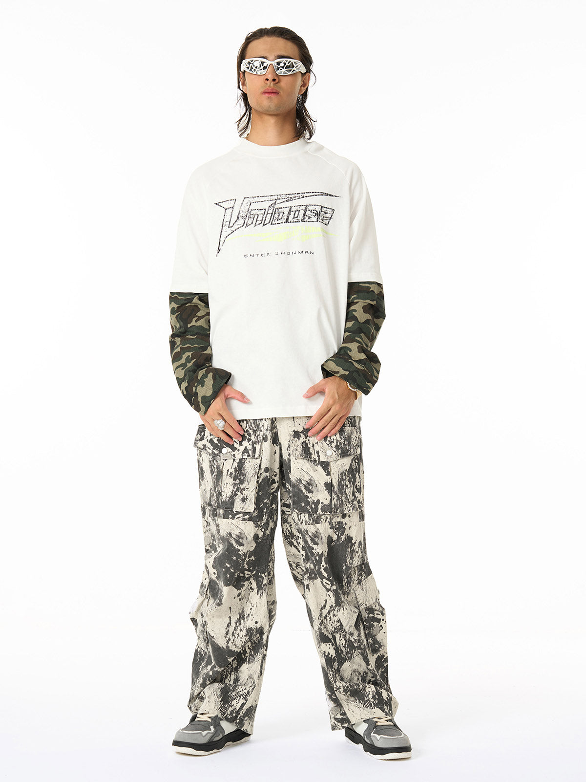 Stylish Wide-Leg Pants with Unique Star Print Design for Casual Wear 