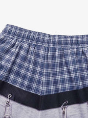 Plaid Waist Graphic Wide-Leg Sweatpants