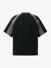 Cotton Blend Oversized Sport T-Shirt with Contrast Panels and Logo Print 