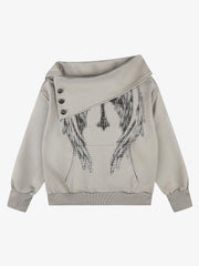 Sweatshirt mit gekreuztem Flügel-Grafik und Strasssteinen