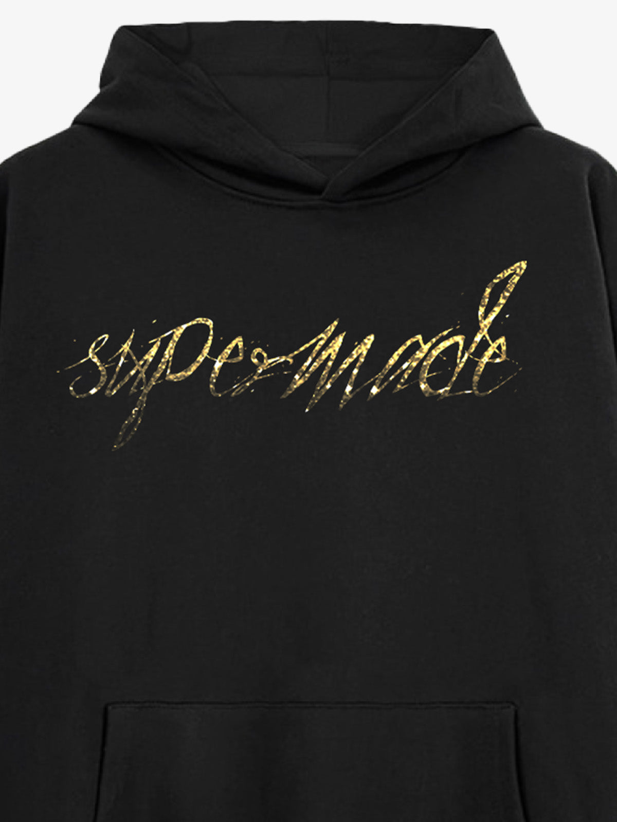 Metallic Script Letter Cross Graphic Hoodie 
