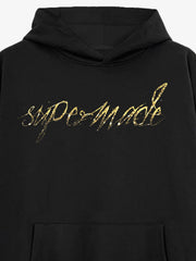Metallic Script Letter Cross Graphic Hoodie 