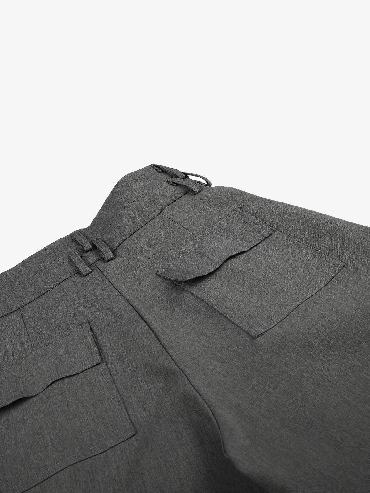 Double-Waist Pleated Cropped Trousers