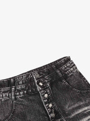 Cross-Over Layered Heavyweight Washed Jeans