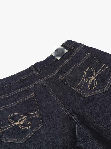 Dark Wash Denim Bermuda Shorts with Side Stripe Rhinestone Detail – Relaxed Fit Cotton Shorts