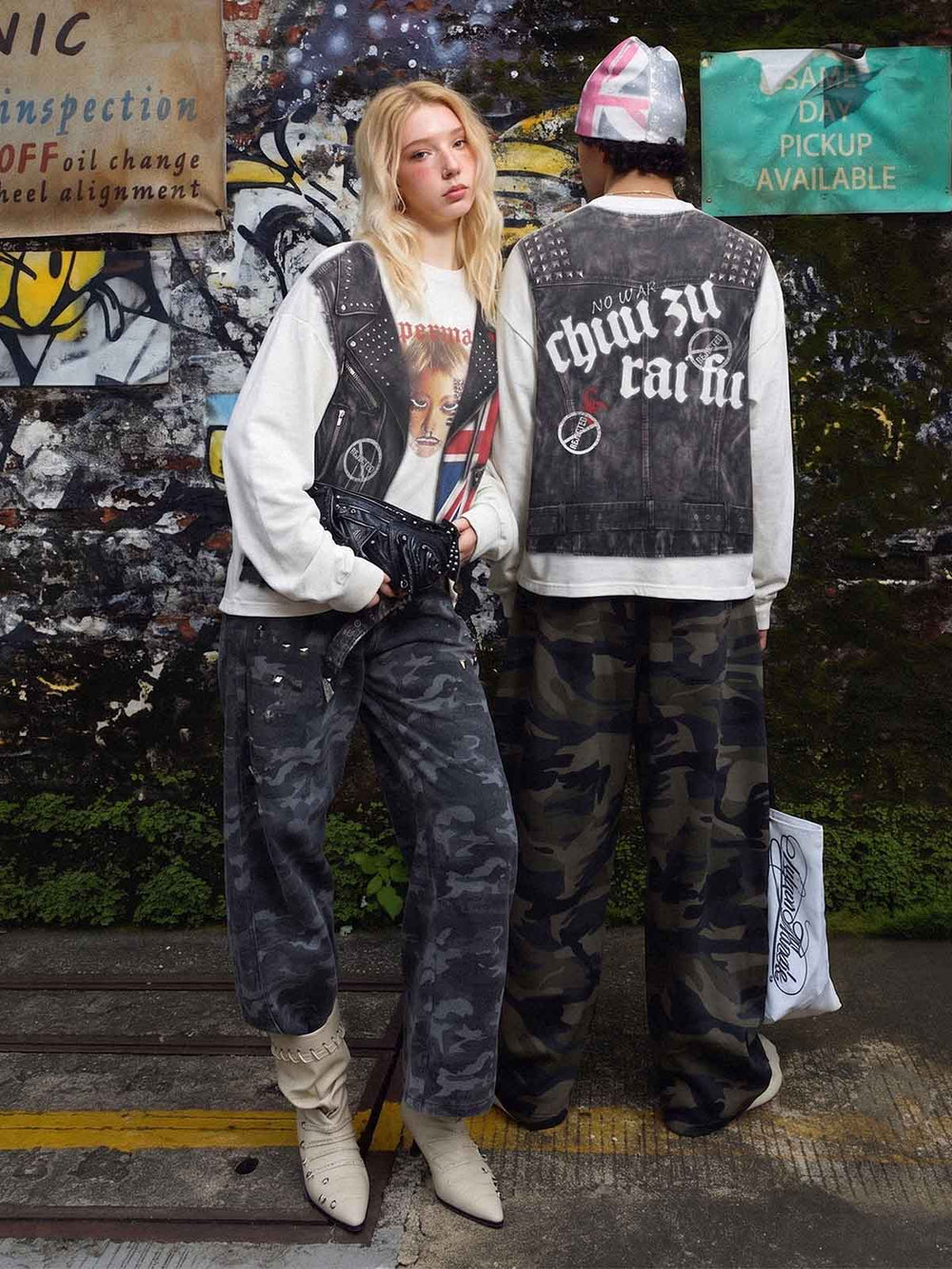 3D Graphic Layered Vest Long Sleeve Tee