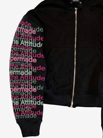 Leopard-Trim Studded Graphic Hoodie & Curved Pants Set