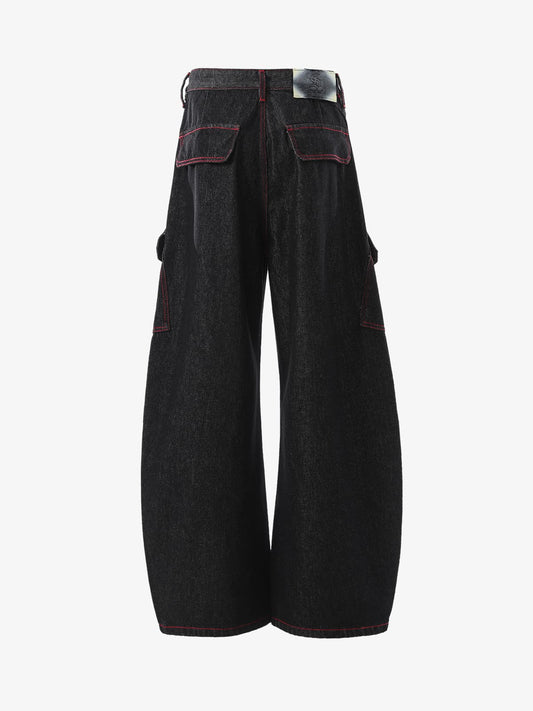High-Waisted Wide-Leg Cargo Pants with Unique Pocket Design 