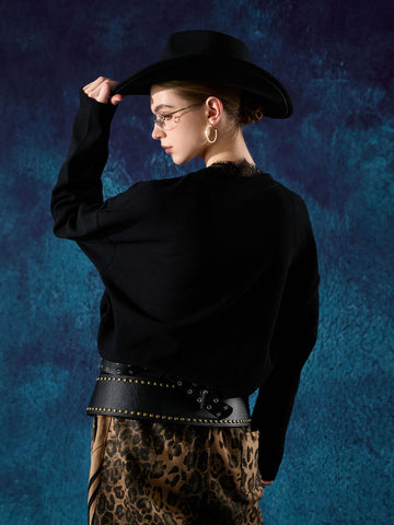 Cat Print Long-Sleeved T-Shirt 