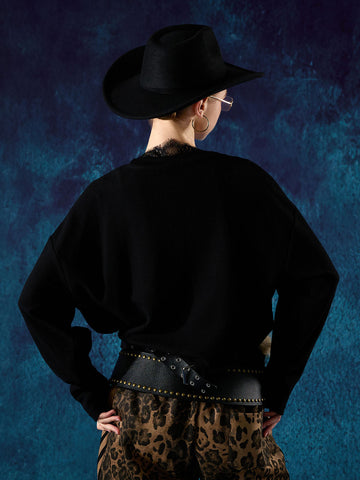 Cat Print Long-Sleeved T-Shirt 