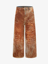 Croc Texture Washed Wide Leg Jeans 