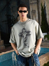 Supermade Distressed Rebellious Gun and Cross Print T-Shirt 