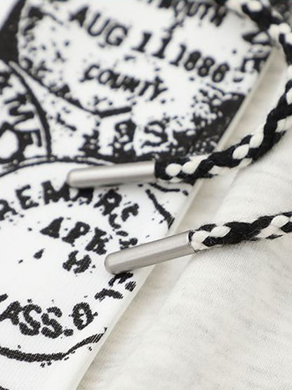 Stamp Print Patch Pocket Knit Shorts 