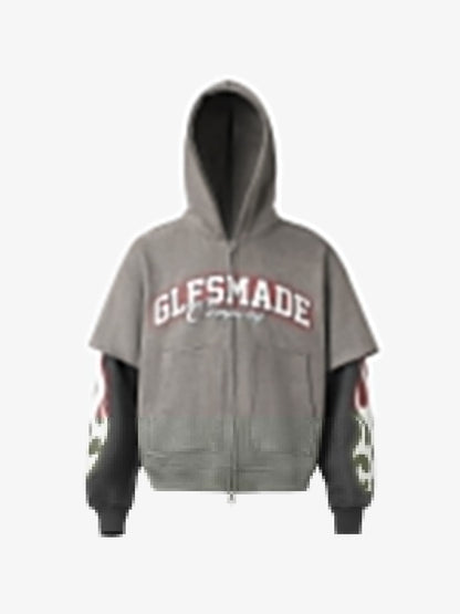 Stylish Flame Print Zip-Up Hoodie for Casual Wear 