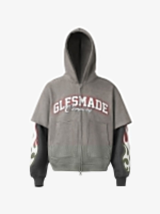 Stylish Flame Print Zip-Up Hoodie for Casual Wear 