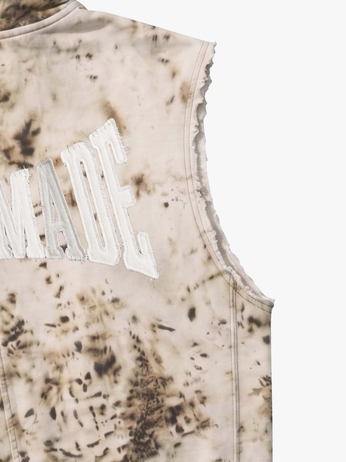 Washed Distressed Irregular Leopard Sleeveless Hooded Vest Set 