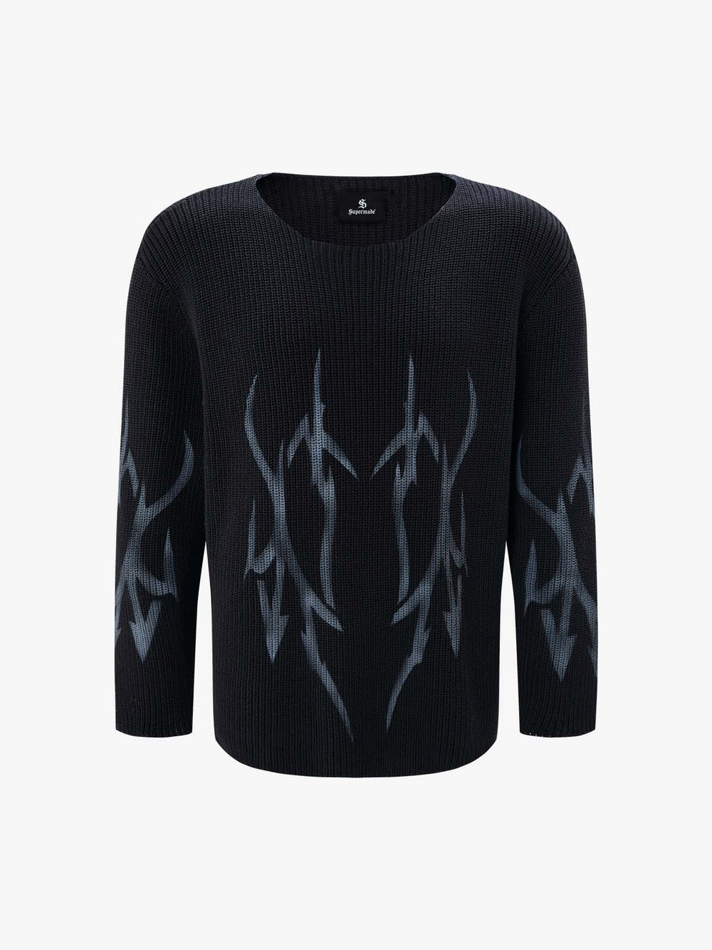 Ink-Splatter Graffiti Crewneck Knit Sweater
