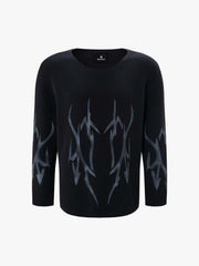 Ink-Splatter Graffiti Crewneck Knit Sweater