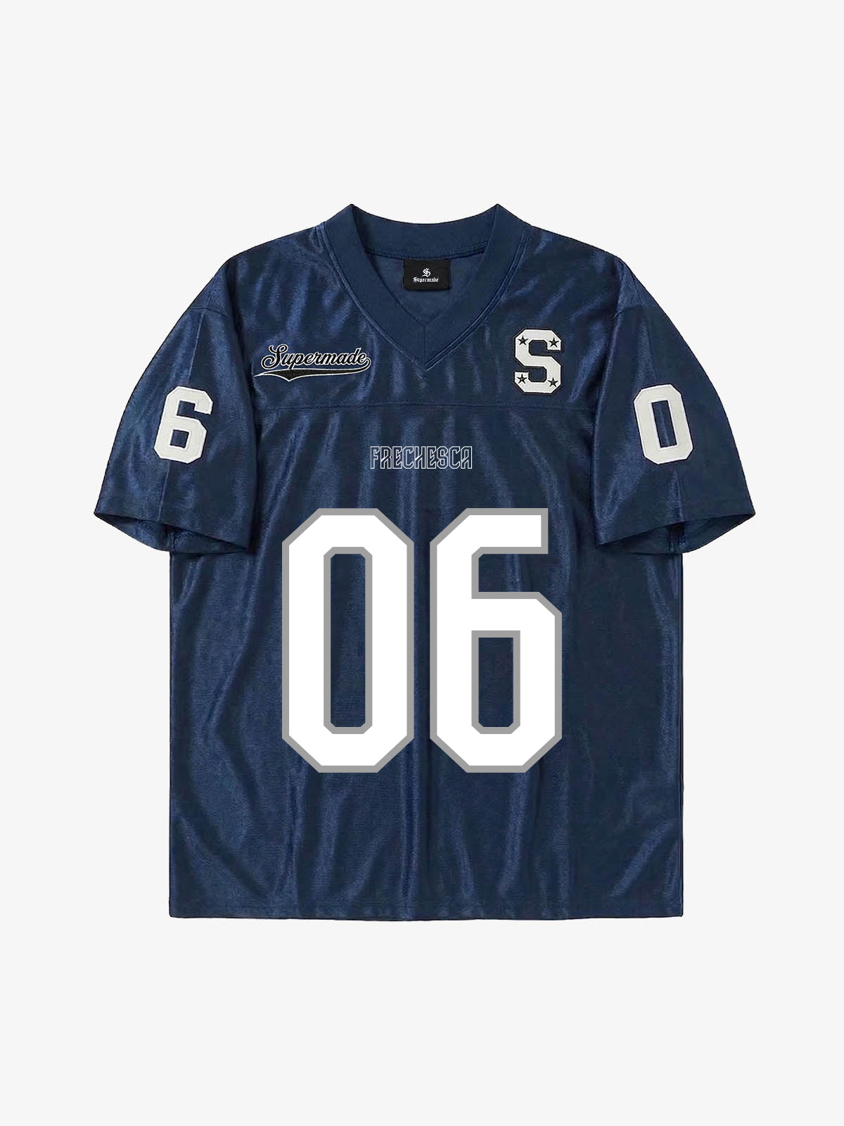 Supermade Classic Blue Embroidered Jersey Pattern Customization 