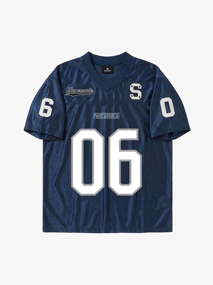 Supermade Classic Blue Embroidered Jersey Pattern Customization 