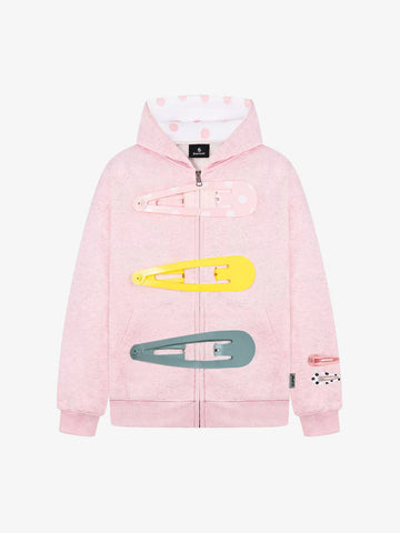 Detachable Hair Clip Decoration Zip Up Hoodie