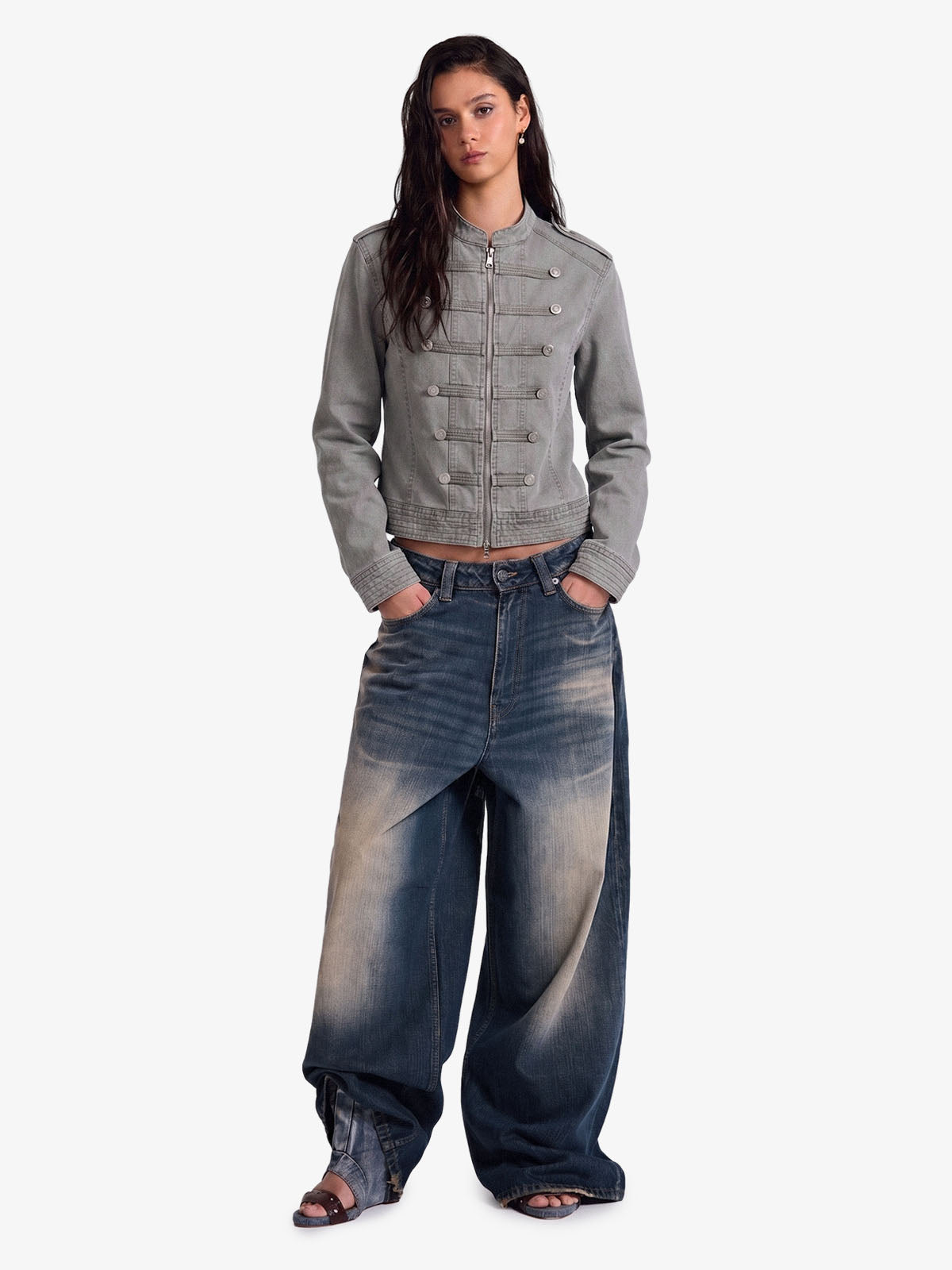 Military Napoleon Button Slim Jacket
