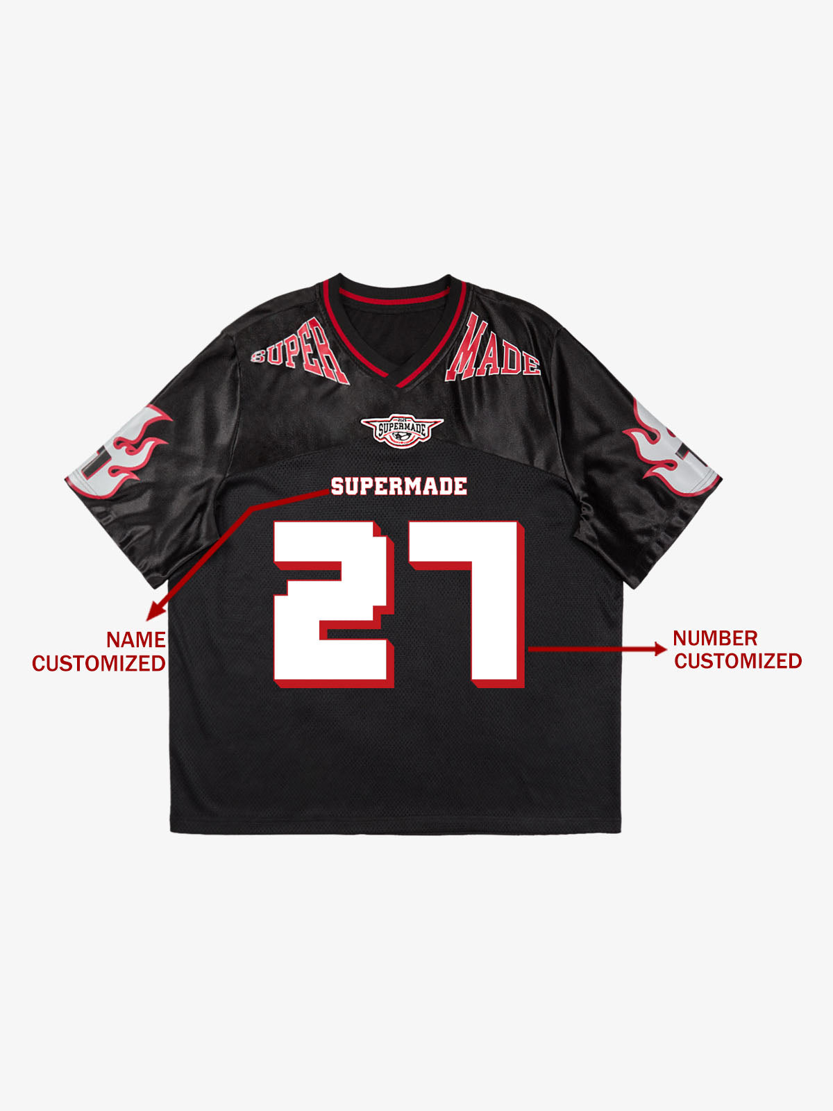 Original Flame Print Football Jersey T Shirt