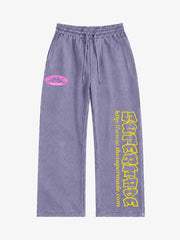 Vintage-Washed Loose-Fit Graphic-Print Casual Set