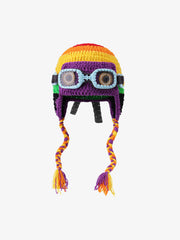 Colorblock Crochet Goggles Trapper Hat 