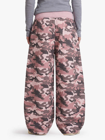 Ribbed Folded Waist Camo Barrel Baggy Sweatpants
