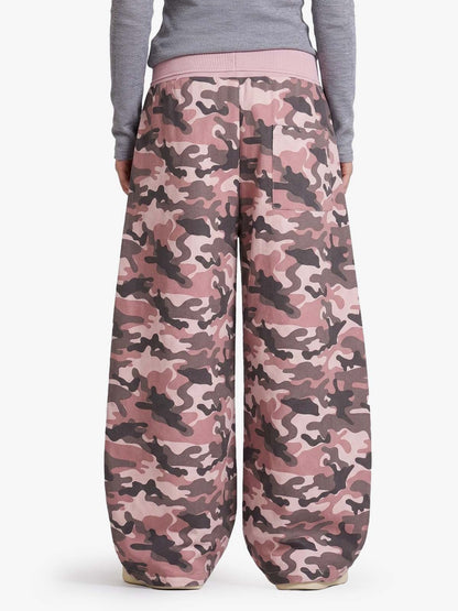 Ribbed Folded Waist Camo Barrel Baggy Sweatpants