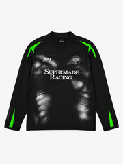 Skull Graphic Layered Racing Logo Long Sleeve Tee