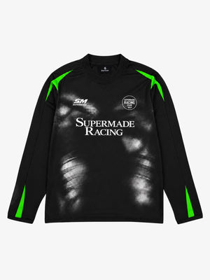 Skull Graphic Layered Racing Logo Long Sleeve Tee