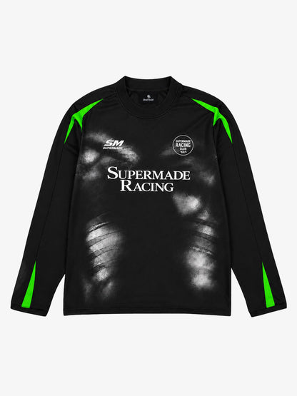 Skull Graphic Layered Racing Logo Long Sleeve Tee