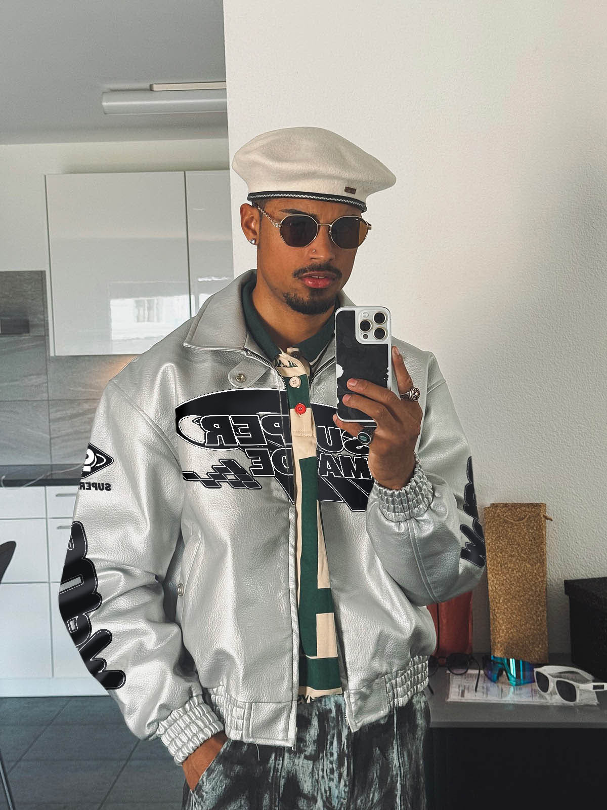 Faux Leather Vintage Street Black Air Jacket - 1821 