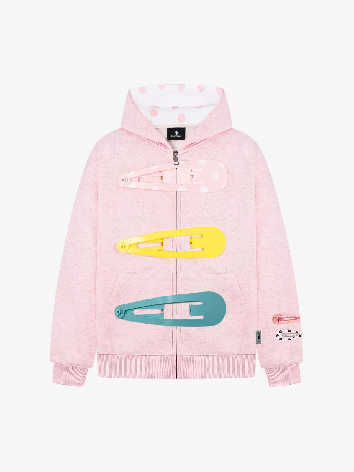 Detachable Hair Clip Decoration Zip Up Hoodie