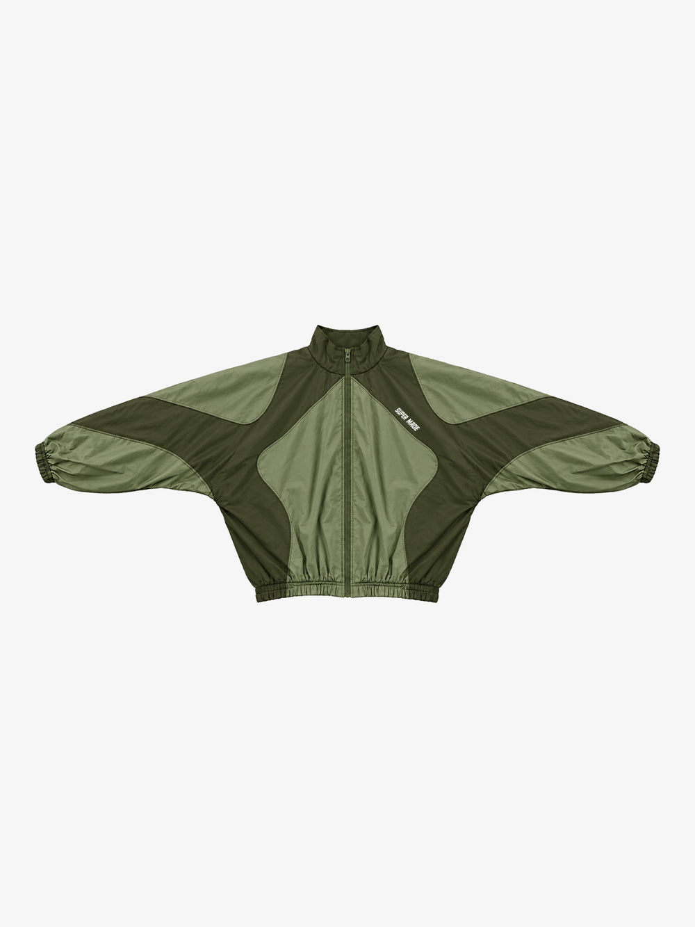Graphic Print Batwing-Sleeve Nylon Track Jacket