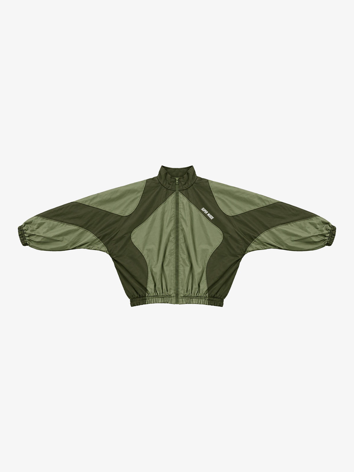 Graphic Print Batwing-Sleeve Nylon Track Jacket