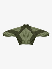 Graphic Print Batwing-Sleeve Nylon Track Jacket