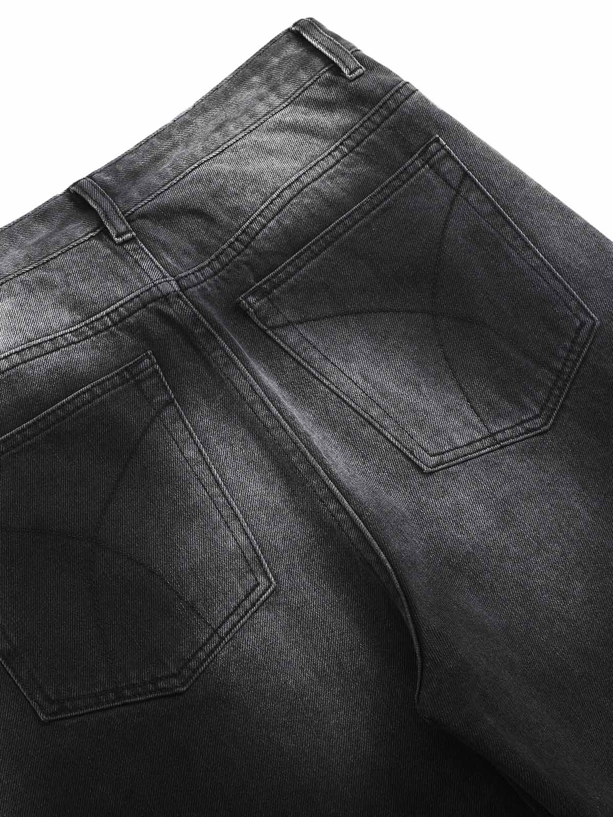 Washed Raw Edge Straight Jeans 