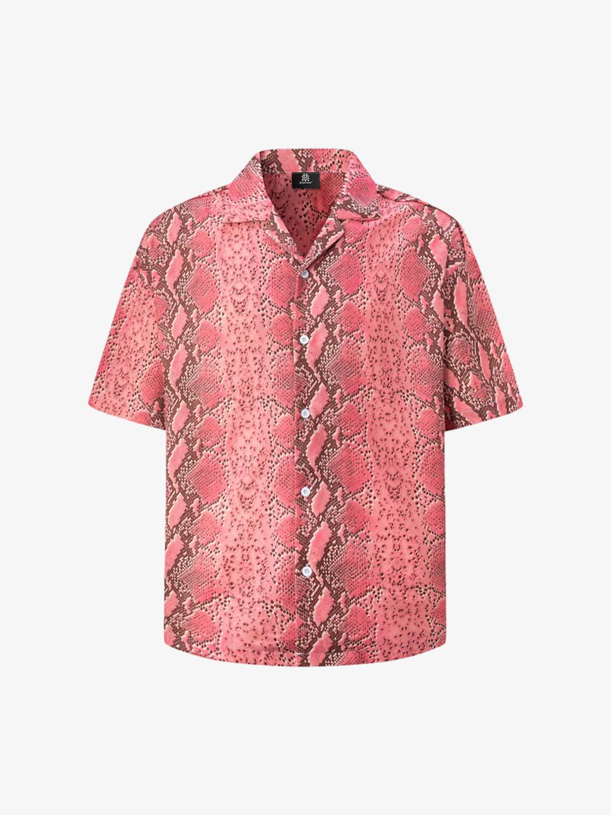 Thesupermade Street Snake Print Short-sleeved Floral Shirt 