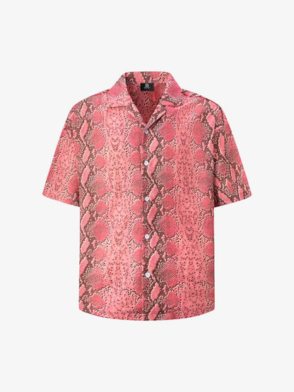 Thesupermade Street Snake Print Short-sleeved Floral Shirt 